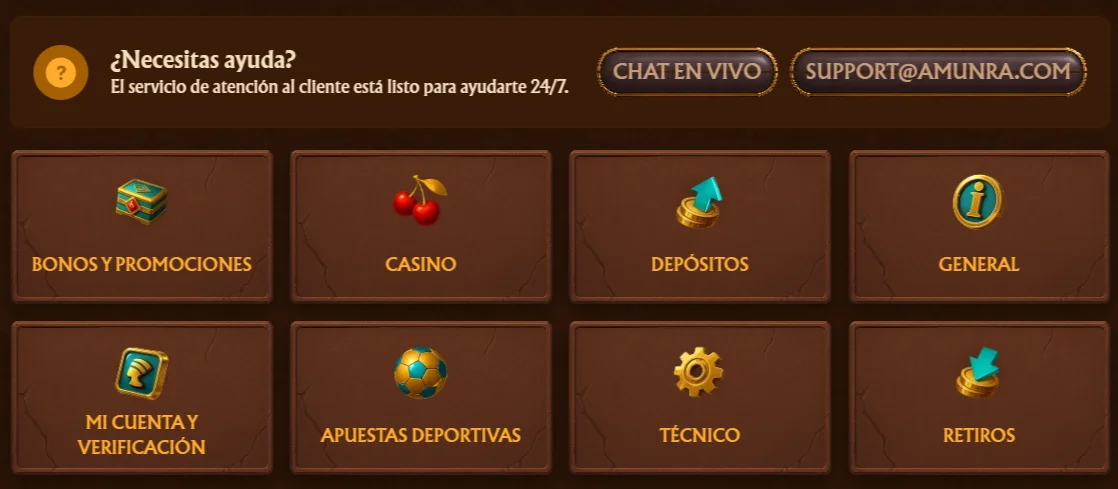 Soporte al cliente de Amunra Casino