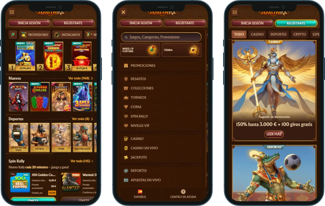 Versión móvil de Amunra Casino